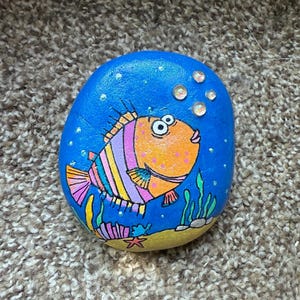 Whimsical Fish Painted Rock SEALED With 3D Bubbles - Etsy