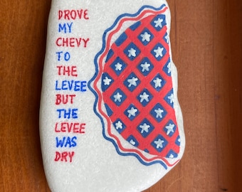 American Pie Painted Rock SELLADO en la roca de Santorini