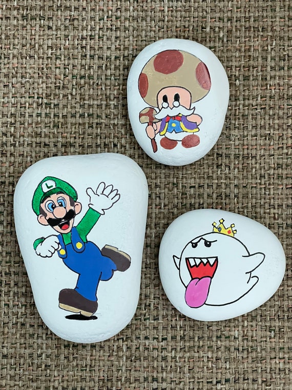dramático único Nublado Super Mario Bros. Characters Painted Rocks set of 3 SEALED - Etsy