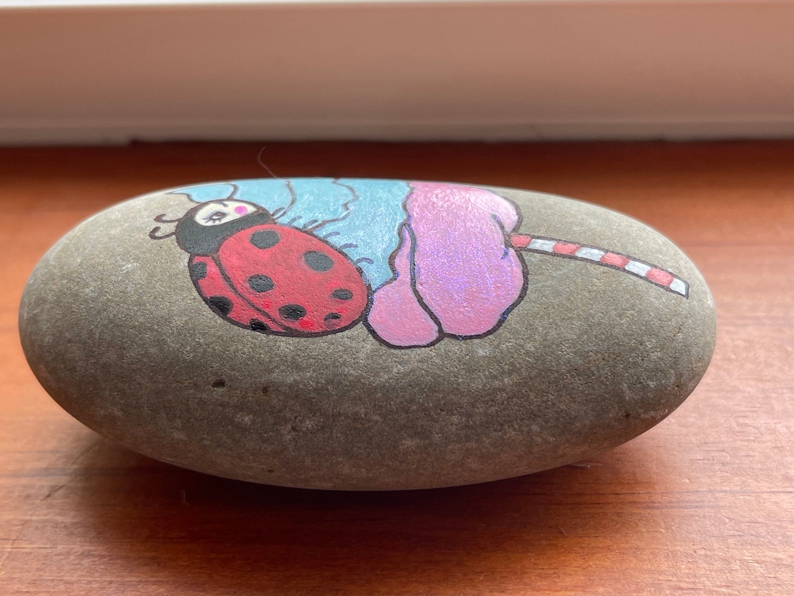 Quirky Rocks Quirky Ladybug Painted Rock on Cotton Candy SEALED - Etsy