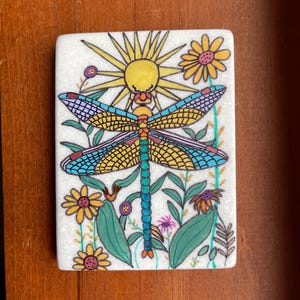 Dragonfly Painted Rock SEALED garden painted rocks