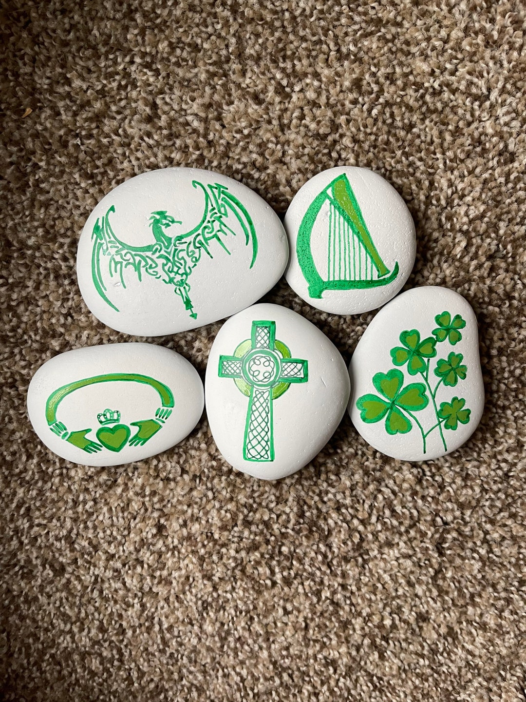 Celtic Symbols Painted Rocks - Only 5 Dollars Each ! St. Patrick’s Day ...