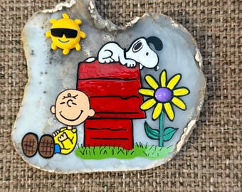 Ahh sweet Summertime hand painted agate SEALED Cartoon Dog and Boy 3D Sun