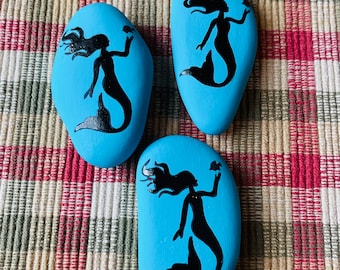 Mermaid Painted Rocks - only 6 dollars each! SEALED