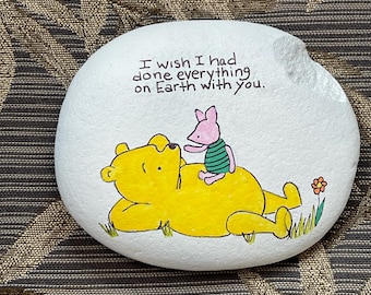Pooh and Piglet painted rock SEALED I wish