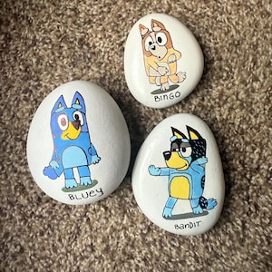 Bluey characters painted rocks Heeler family rocks - SEALED 10 dollars each