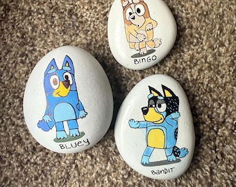 Bluey characters painted rocks Heeler family rocks - SEALED 10 dollars each