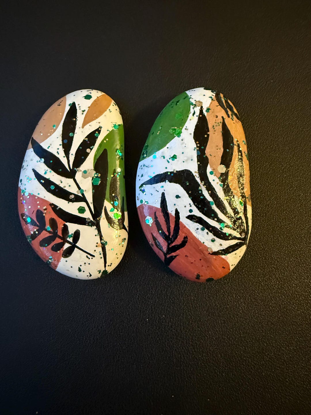 Boho Botanical Painted Rocks Set of 2 SEALED - Etsy