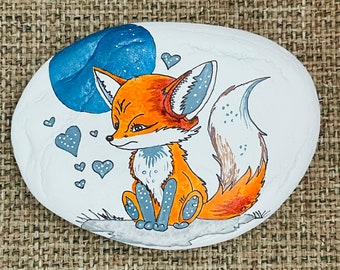 Roca pintada de Zorro y Luna Rocas pintadas SELLADAS