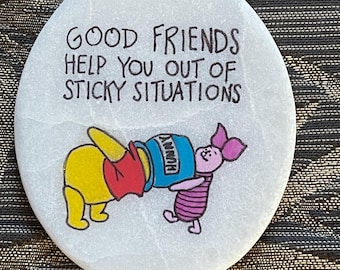Pooh and Piglet painted rock – Good friends SEALED