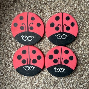 Ladybugs painted rocks SEALED Set of 4 !