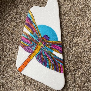 Metallic Dragonfly Painted Rock SEALED on thin Santorini rock
