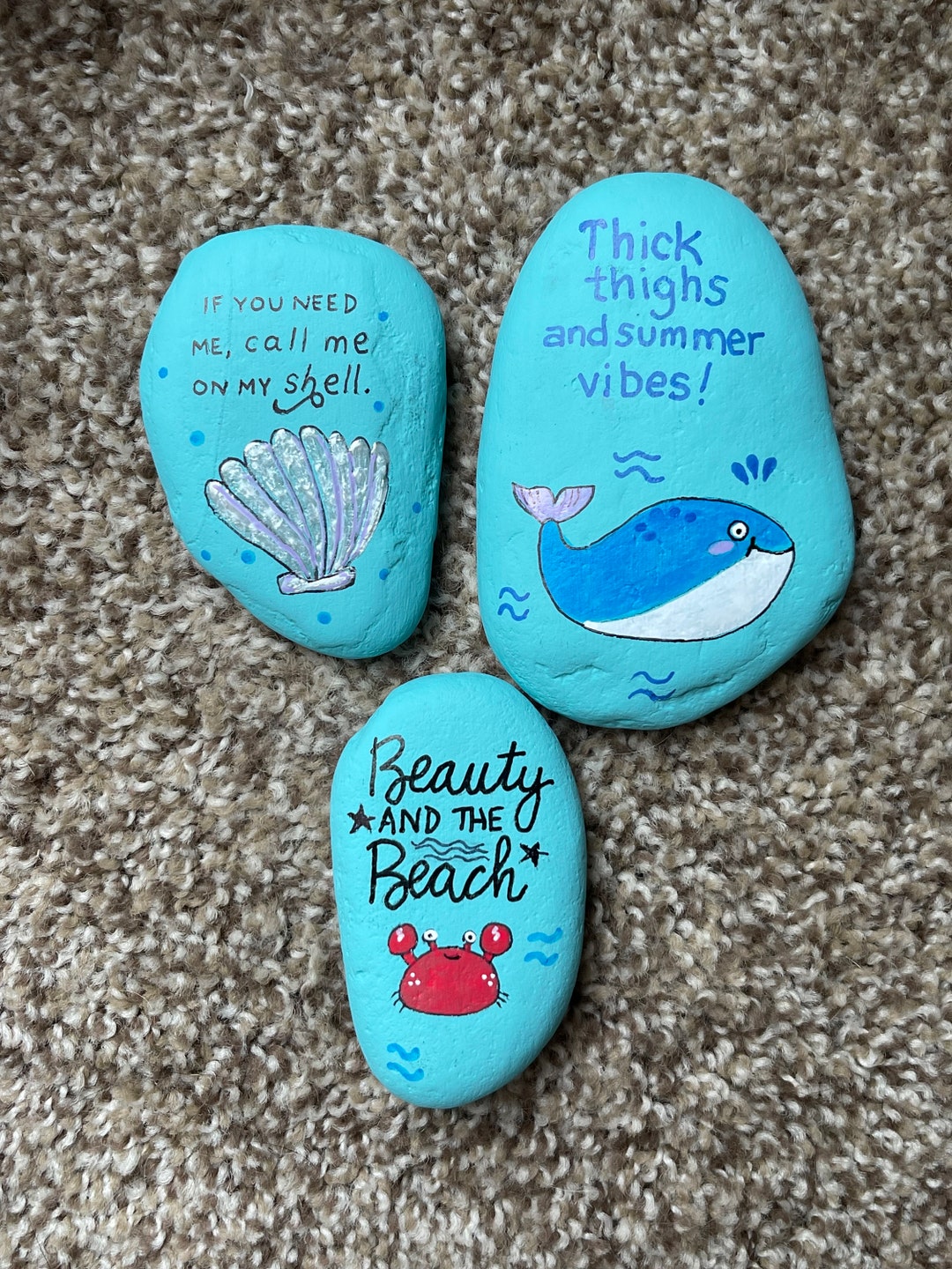 Lake Life Painted Rocks Beach Life Painted Rocks - Set of 3 ! SEALED - Etsy