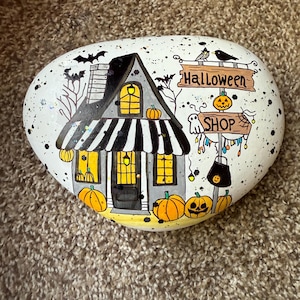 Halloween shop painted rock SEALED painted rocks