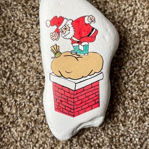 Frustrated Santa Claus painted rock SEALED