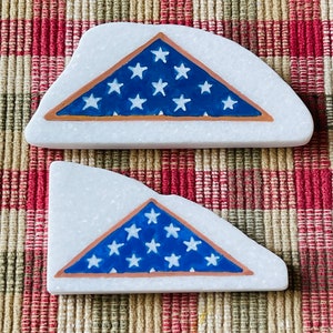 American flag memorial painted rock on Santorini SEALED only 5 dollars each