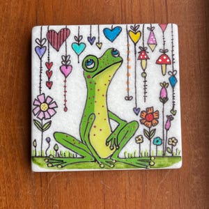 In love with frogs painted rock SEALED