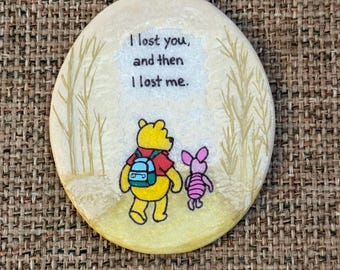 Pooh and Piglet painted rock SEALED I lost you