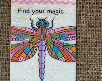 Whimsical Dragonfly Painted Rock SEALED Find your magic