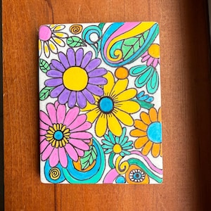 Groovy flowers painted rock SEALED