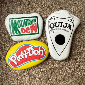 Fun Retro and current Painted Rocks SEALED Set of 3!