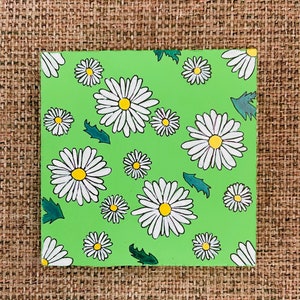Daisy square painted rock SEALED