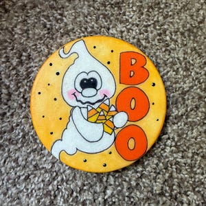 Adorable Ghost painted rock SEALED Halloween painted rocks