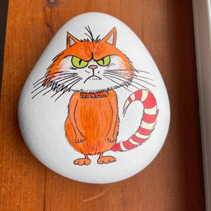 Quirky Angry Cat Painted Rock SEALED Painted Rocks - Etsy