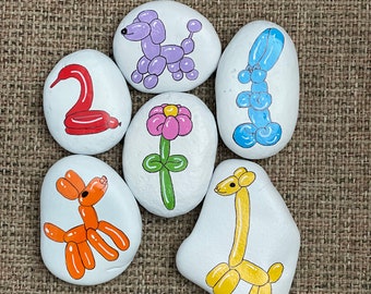 Divertidos animales con globos Painted Rocks SELLADOS ¡a solo 6 dólares cada uno!