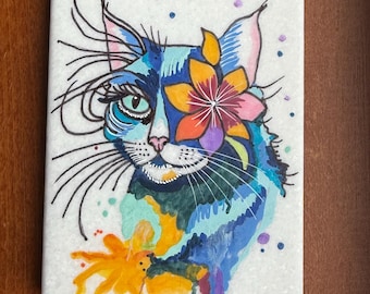 海の石に描かれた、魅力的なシャム猫 | ロベルト・リッツォによる