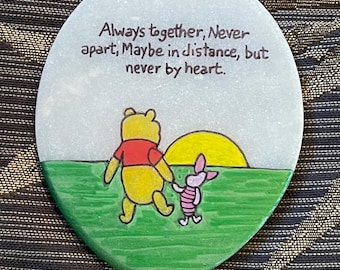 Pooh and Piglet painted rock SEALED Never apart