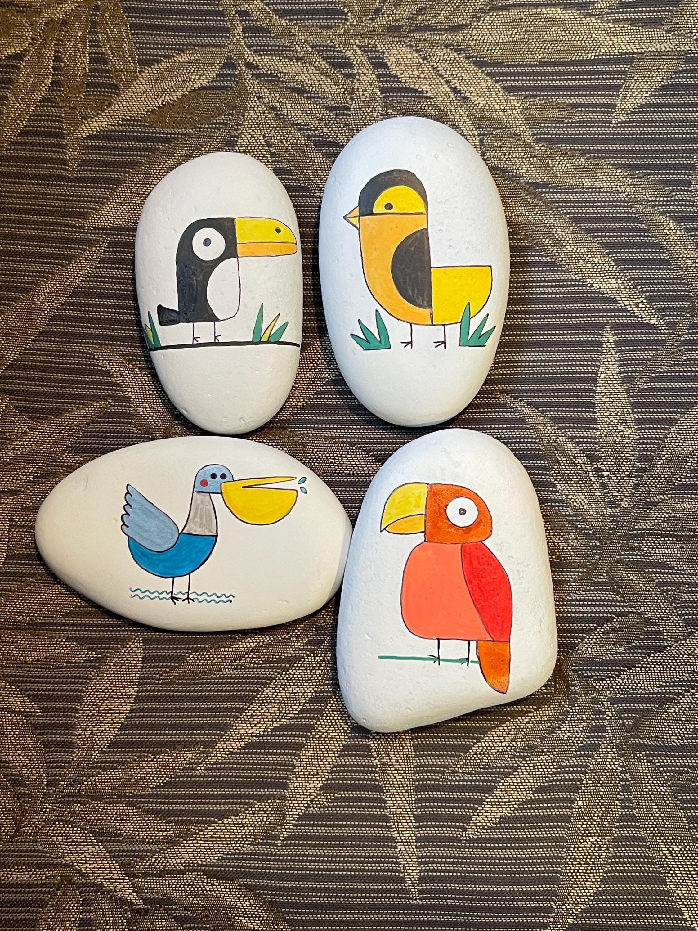 Mid Century Modern Birds Painted Rocks SEALED Only 6 Dollars Each! - Etsy