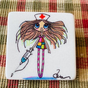 Quirky nurse painted rock SEALED