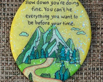 Slow down you’re doing fine painted rock - Billy Joel song lyrics SEALED