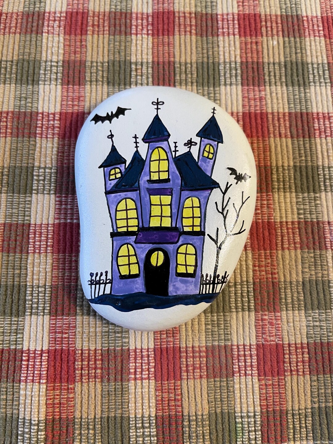 Purple Haunted House Painted Rock SEALED - Etsy