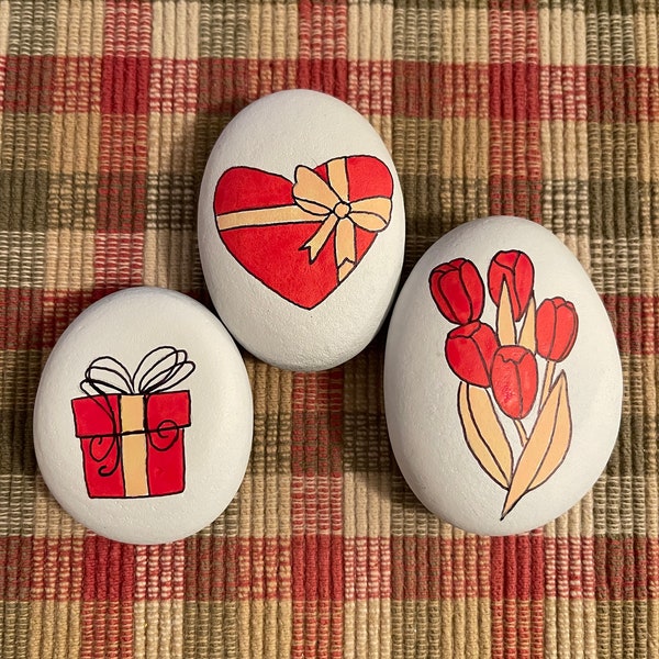 Valentine’s Day painted rocks SEALED only 4 dollars each !