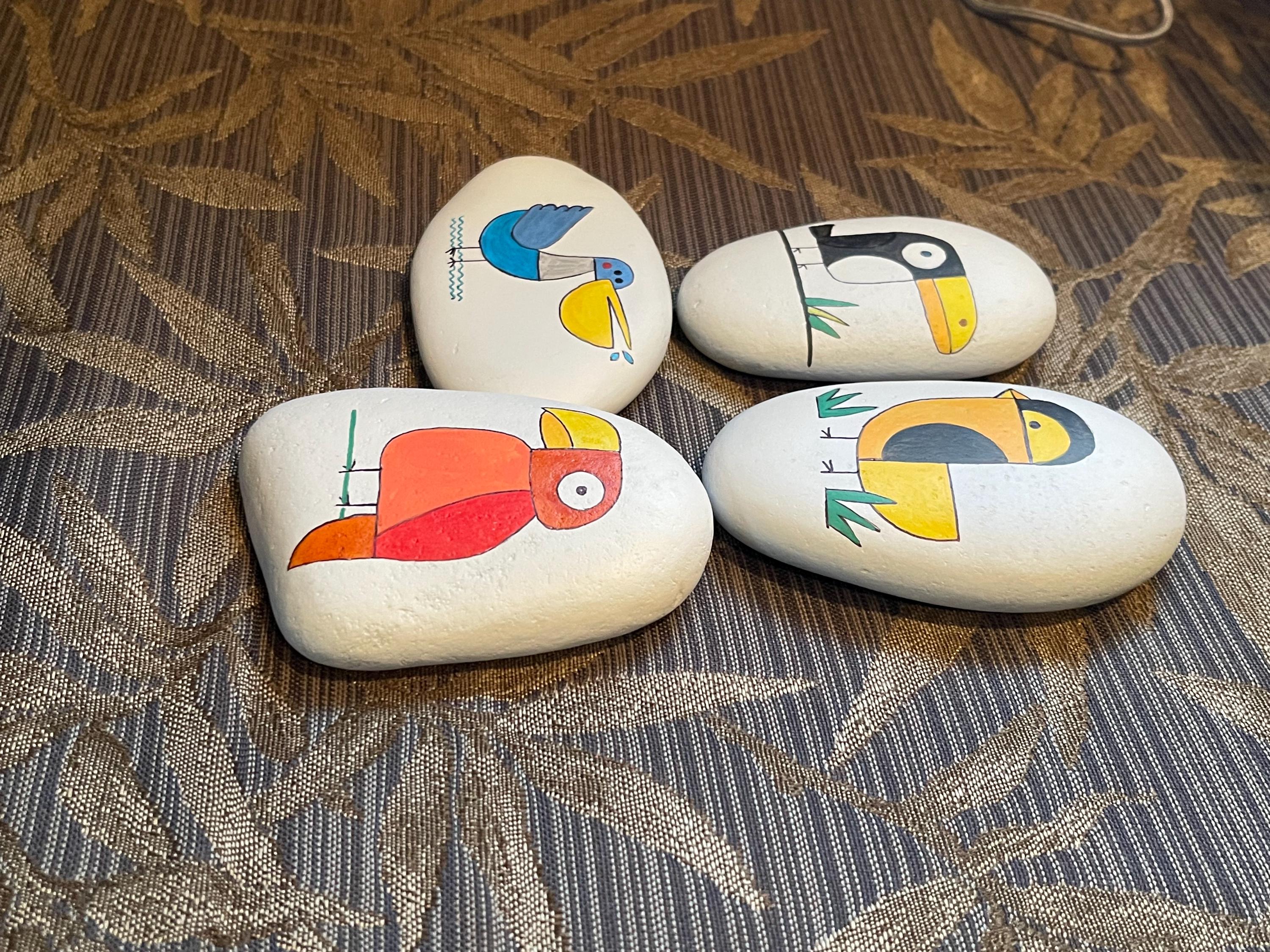 Mid Century Modern Birds Painted Rocks SEALED Only 6 Dollars Each! - Etsy