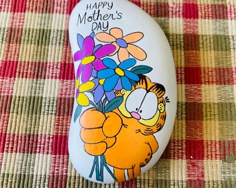 Garfield painted rock - Happy Mother’s Day SEALED