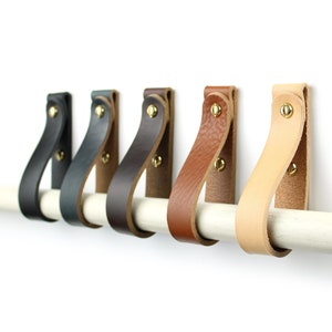 Leather Curtain Rod Holder x2 leather wall strap leather curtain rod strap to hang oar or paddle holder bohemian curtain rod holders