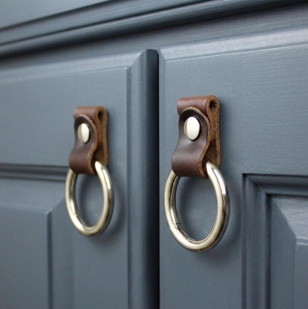 Leather Drawer Pull Leather Drop Ring Door Pull Leather Drawer Pulls ...
