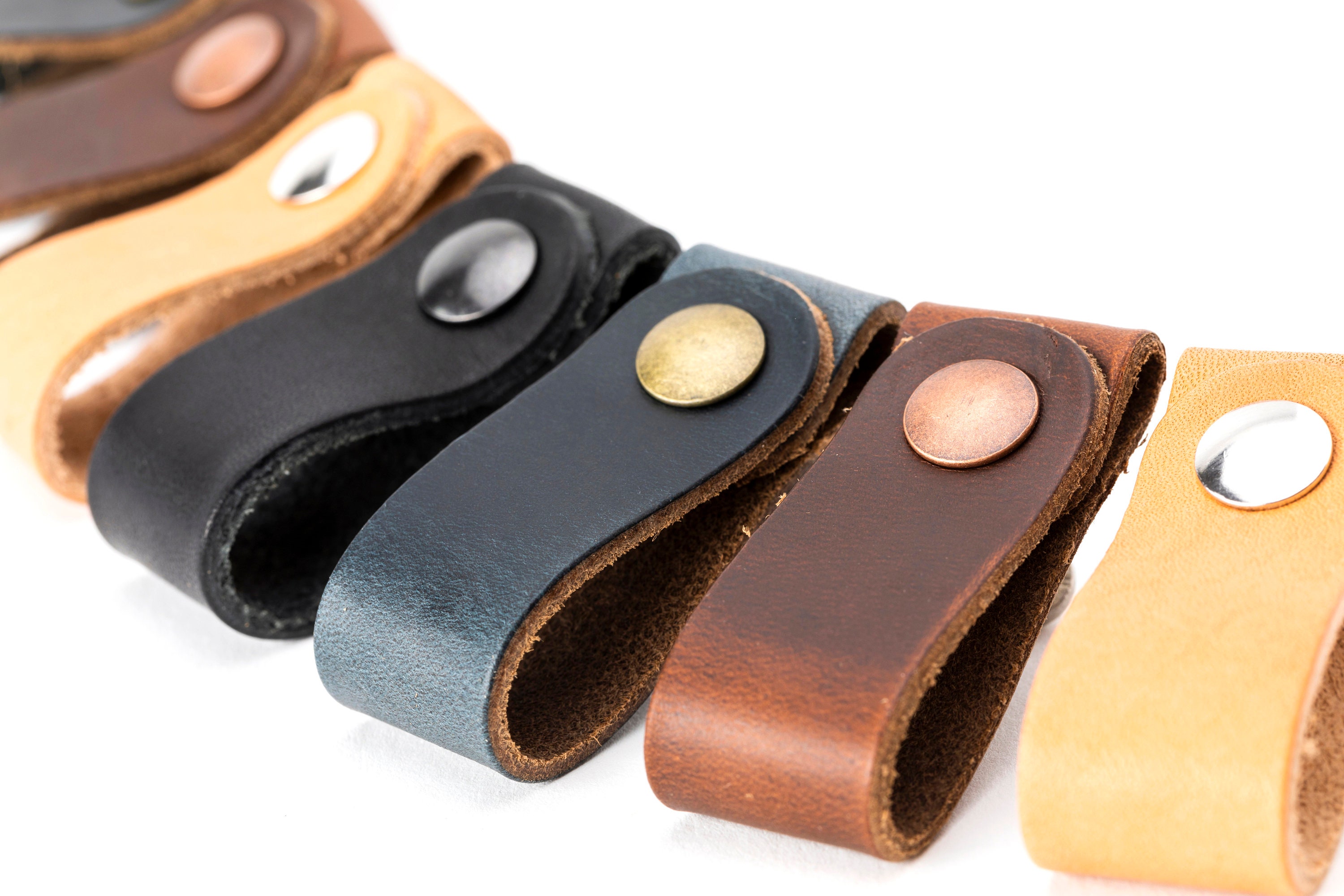 Leather pulls Black leather drawer handles leather Etsy