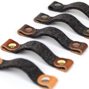 Felt and Leather Drawer Handles leather bohemian decor replacement dresser handles cupboard handles bathroom decor mid century modern