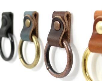 Leather Drawer Pull Leather Drop Ring Door Pull Leather Drawer Pulls Leather Handle leather cabinet pull leather cabinet handle