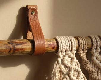 Leather Curtain Rod Holder x2 leather wall strap leather curtain rod strap to hang oar or paddle holder bohemian curtain rod holders