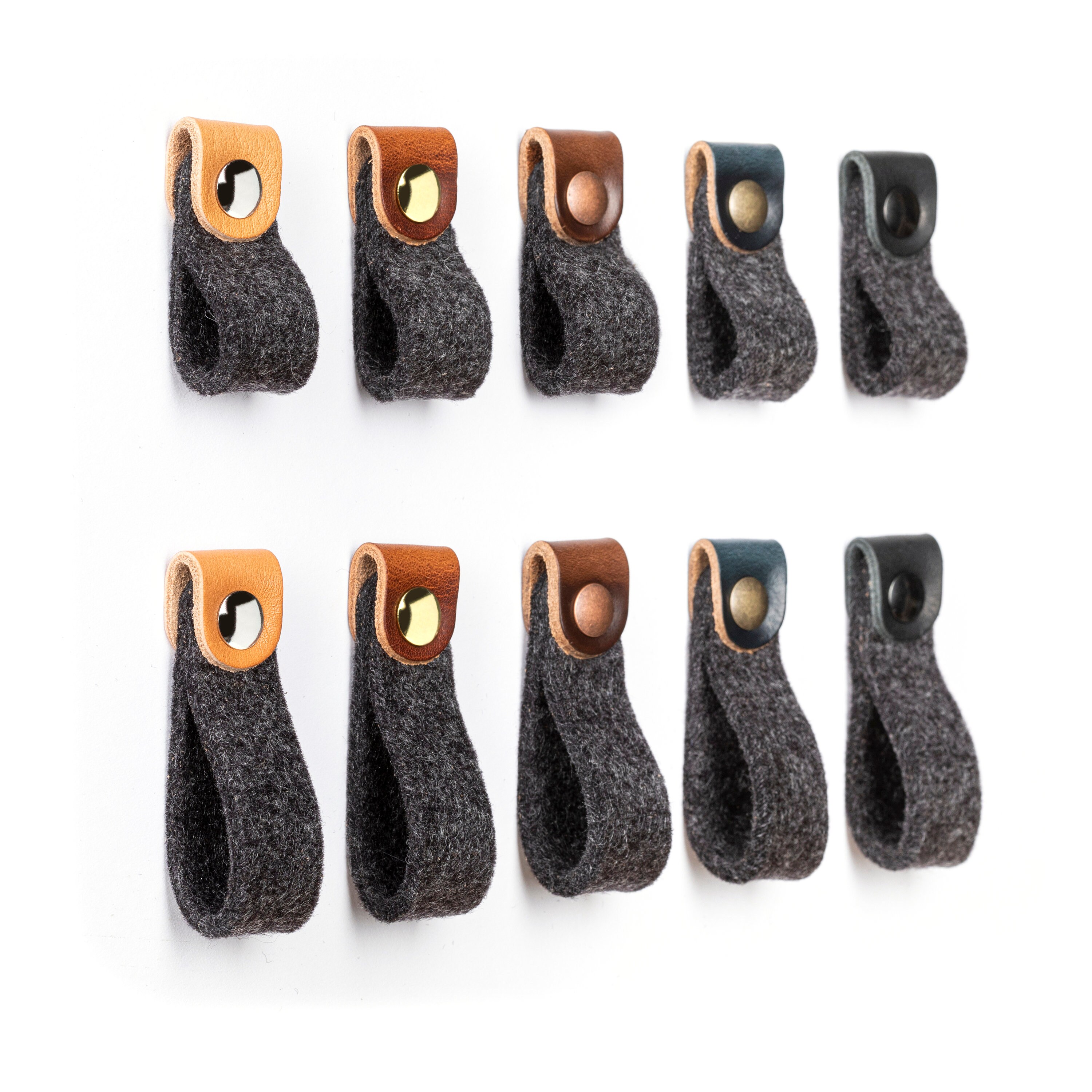 Leather and Felt drawer pulls Made in USA Ikea Hemnes leather Etsy