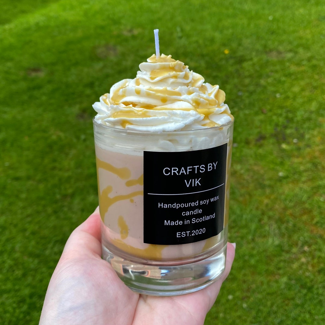 Hand Poured Dessert Candle Salted Caramel Drizzle Scent and Design Soy Wax, Home Decor, Candle