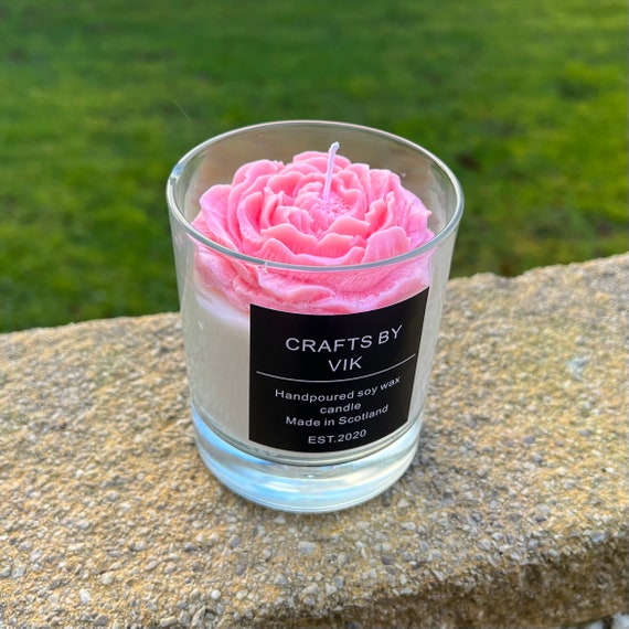 Rose Blossom Soy Wax Candle, Long Lasting
