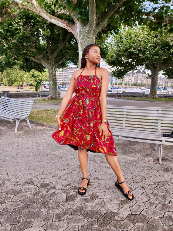African Print Halter Neck Summer Dress Etsy UK