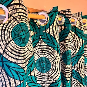 2PCS African Print Curtains: Ankara Eyelet Window Drapes