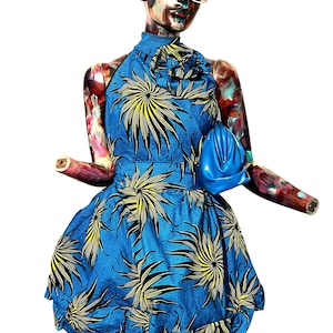 African Print Halter Neck Summer Dress